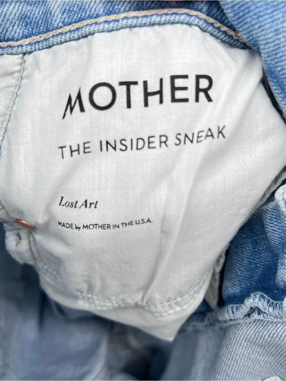 MOTHER The Insider Sneak High-Rise Flare Jeans Sz 26 Lost Art Light Blue Boho